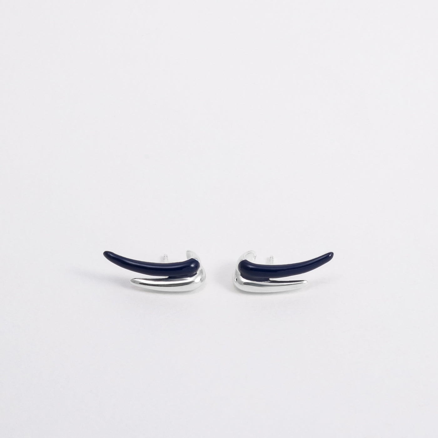 BLUE ETCH LINES DUO SILVER STUD EARRINGS