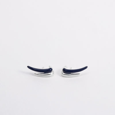 BLUE ETCH LINES DUO SILVER STUD EARRINGS