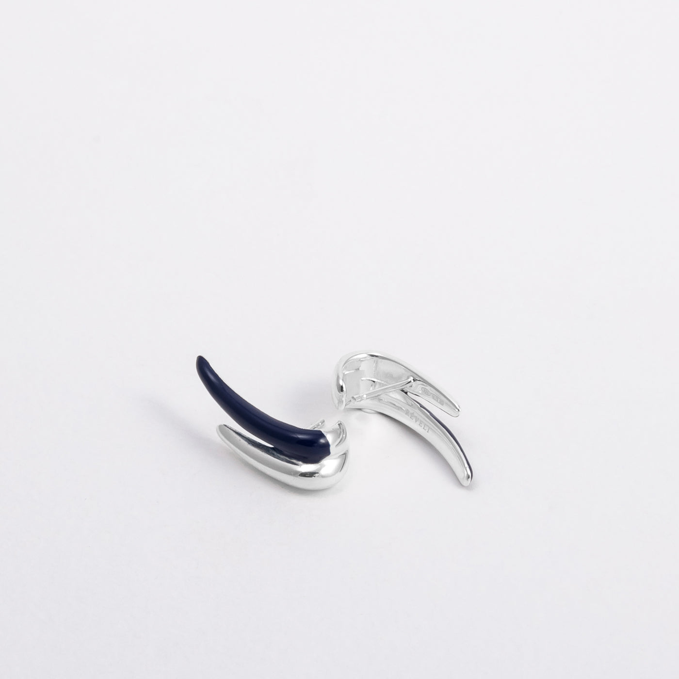 BLUE ETCH LINES DUO SILVER STUD EARRINGS