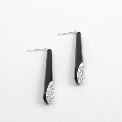 BLACK ETCH LINES SILVER EARRINGS