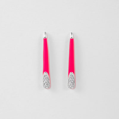 PINK ETCH LINES SILVER EARRINGS