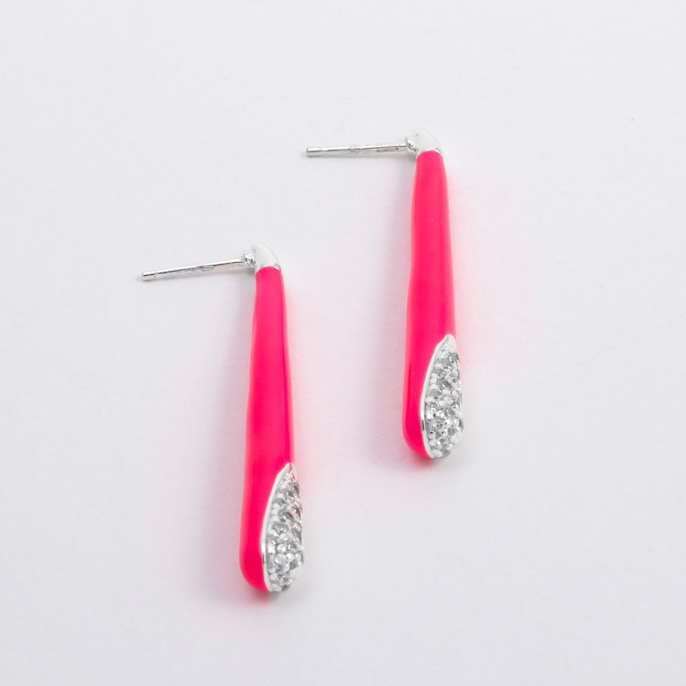 PINK ETCH LINES SILVER EARRINGS