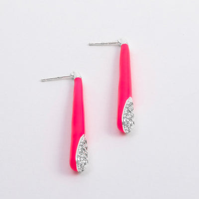 PINK ETCH LINES SILVER EARRINGS