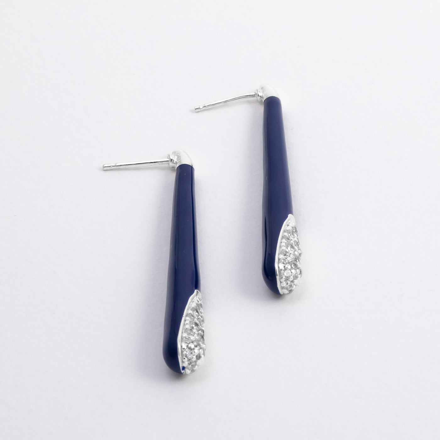 BLUE ETCH LINES SILVER EARRINGS