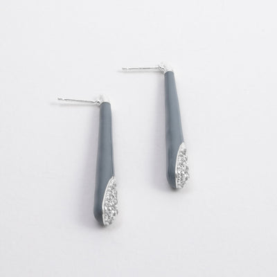 GREY ETCH LINES SILVER EARRINGS