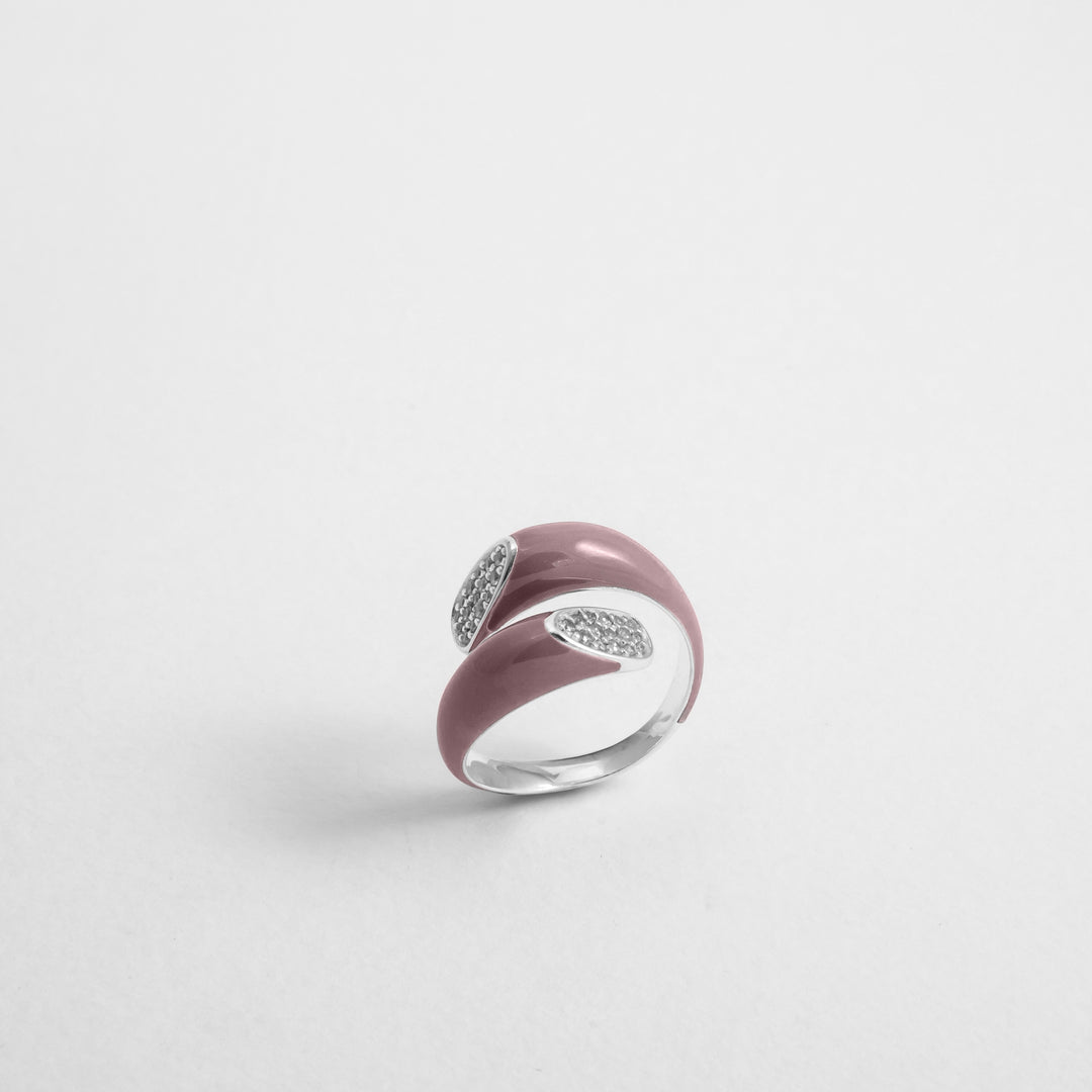 Anello Etch Wrap Rosa Antica Con Cristalli