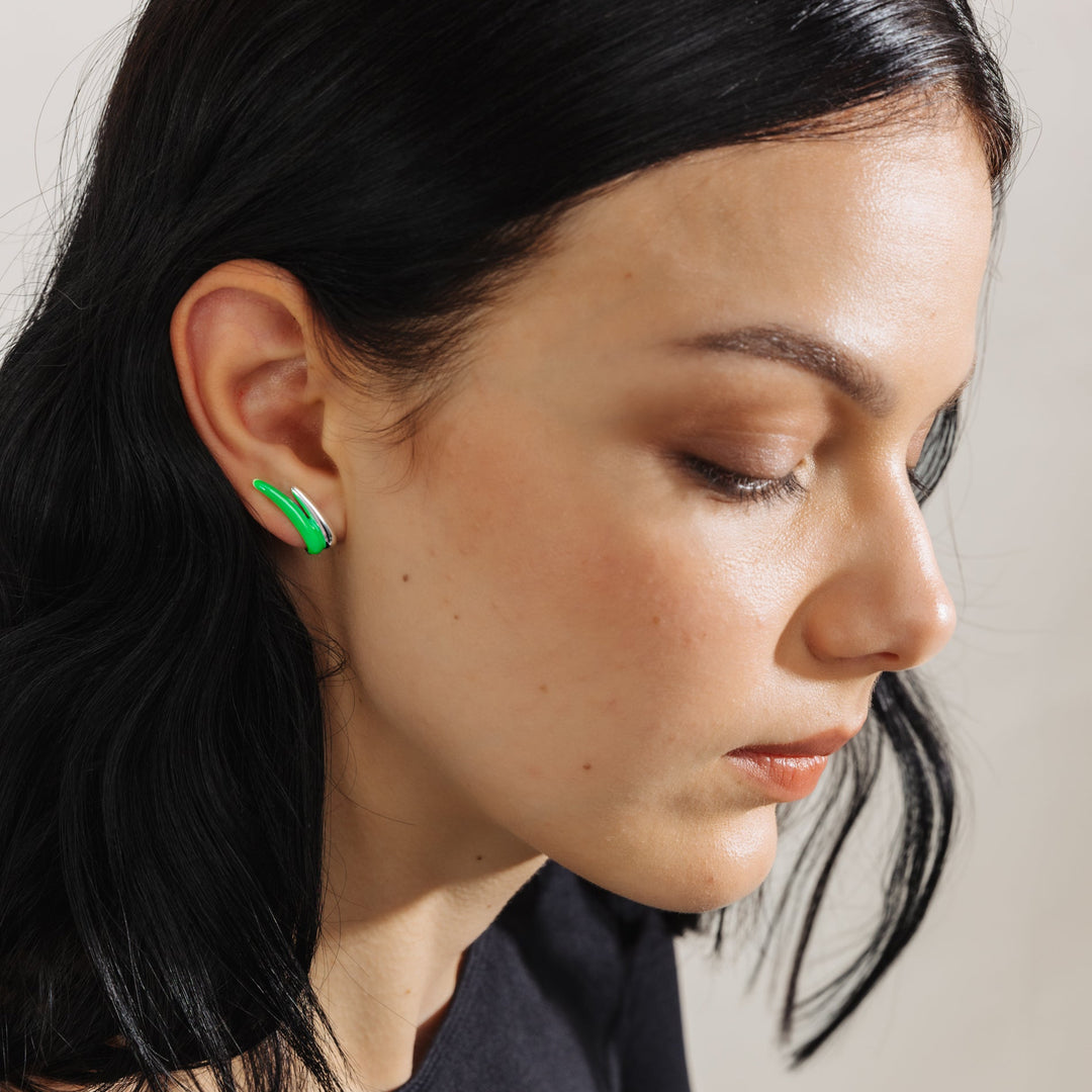 Etch Lines Earrings Neon Green Reveli