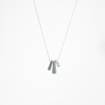 GREY ETCH TRIS SILVER NECKLACE WITH PAVÉ