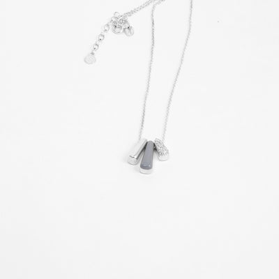 GREY ETCH TRIS SILVER NECKLACE WITH PAVÉ