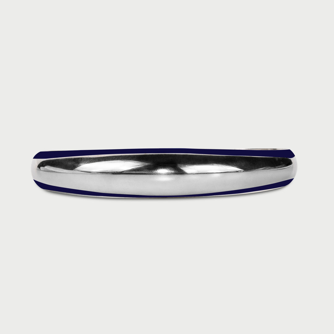 Il bracciale cuff  in argento 925 bombato scultoreo smalto blue indigo collezione NOVA brand Reveli 