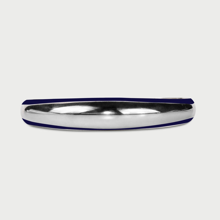 Il bracciale cuff  in argento 925 bombato scultoreo smalto blue indigo collezione NOVA brand Reveli 