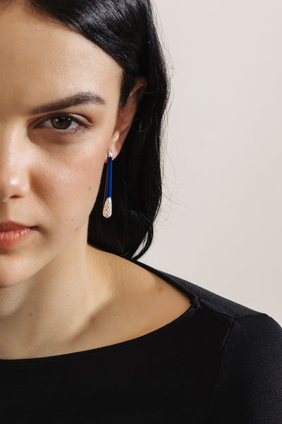 BLUE ETCH LINES SILVER EARRINGS