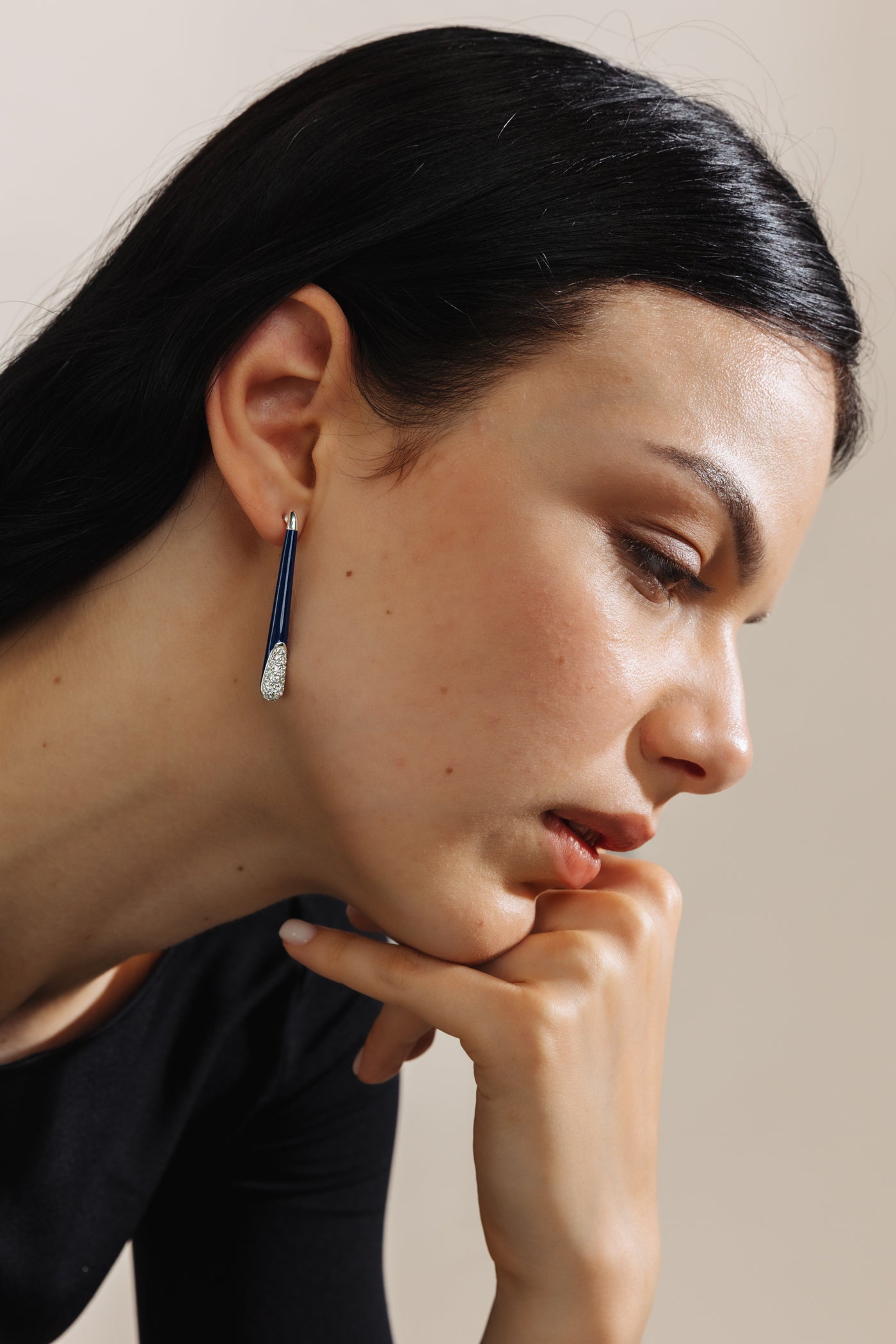 BLUE ETCH LINES SILVER EARRINGS