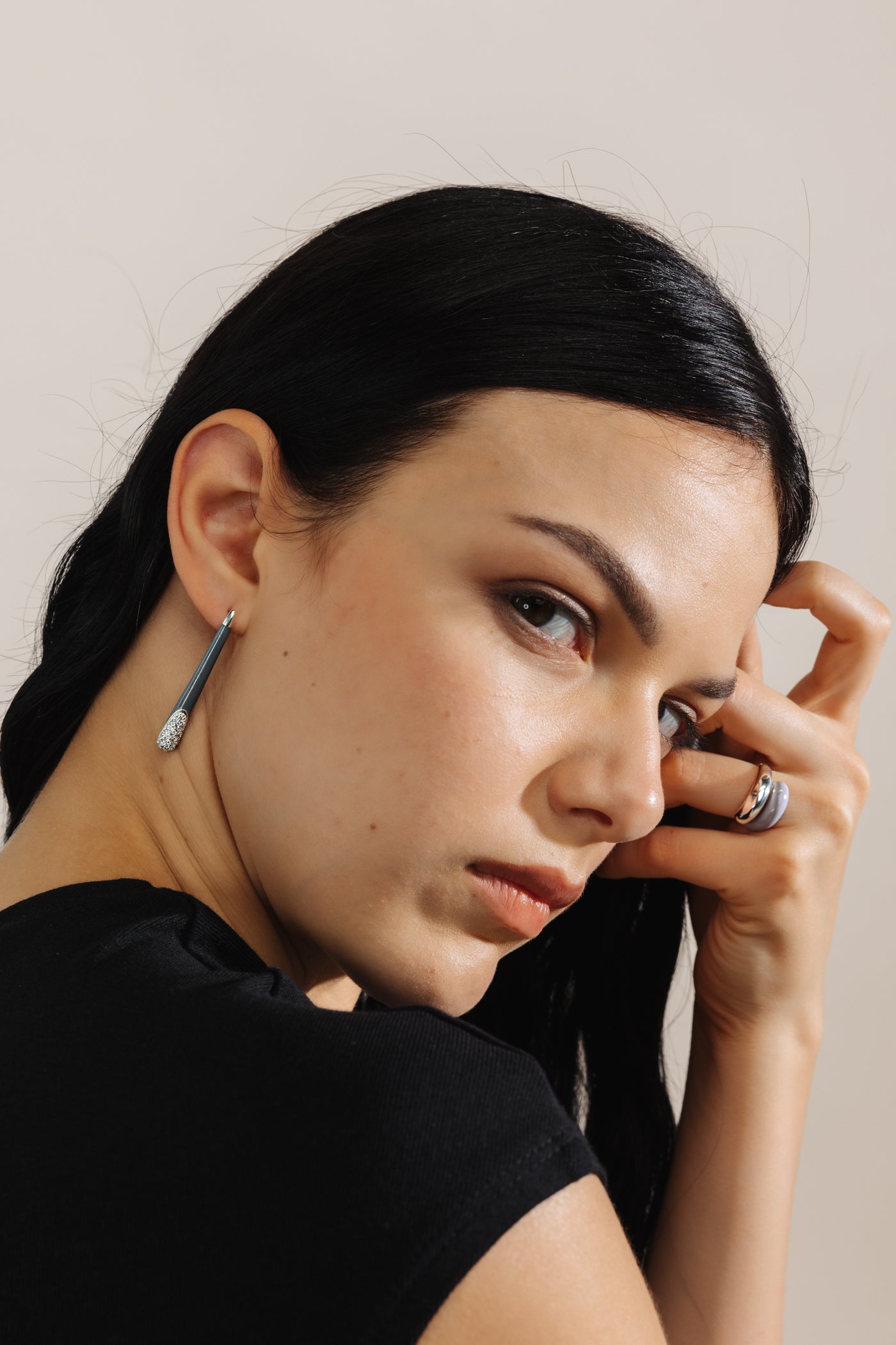 GREY ETCH LINES SILVER EARRINGS