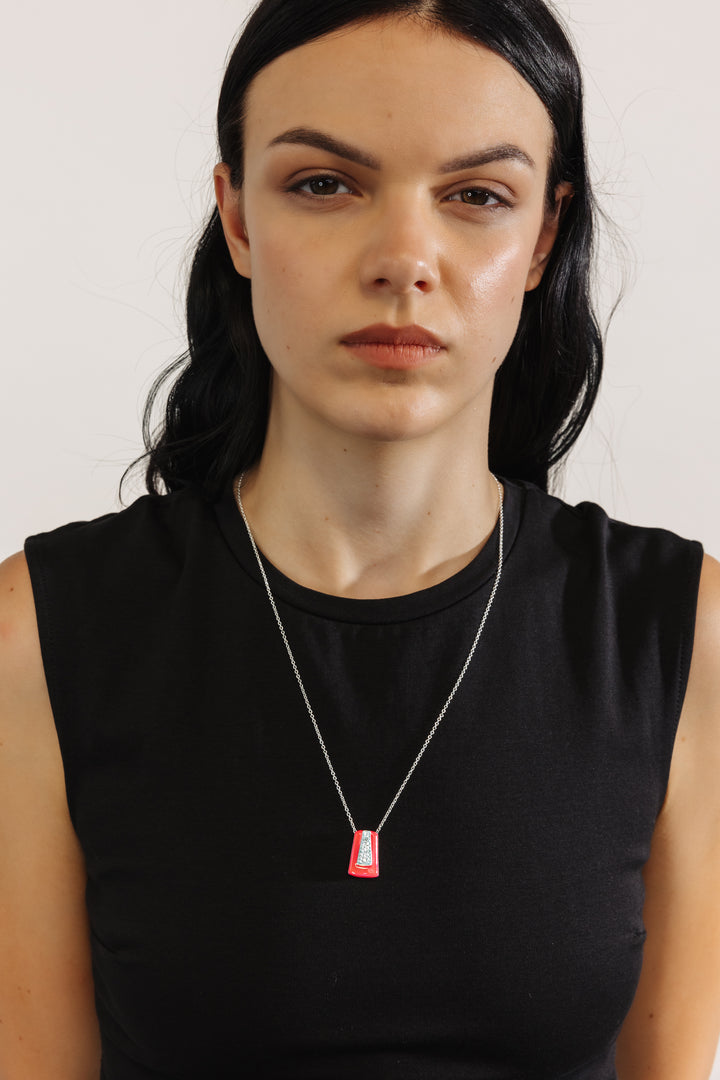 GREEN ETCH NECKLACE WITH PAVÉ