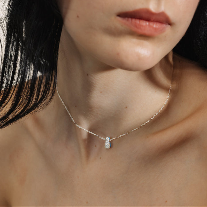 Light Blue Etch Drop Silver Necklace by Réveli