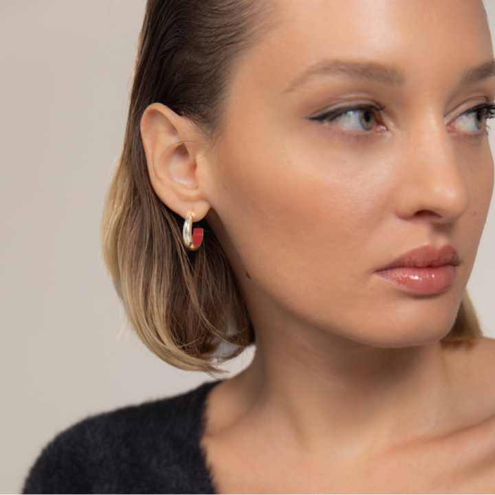 Orecchini Etch Double Face Rossi
