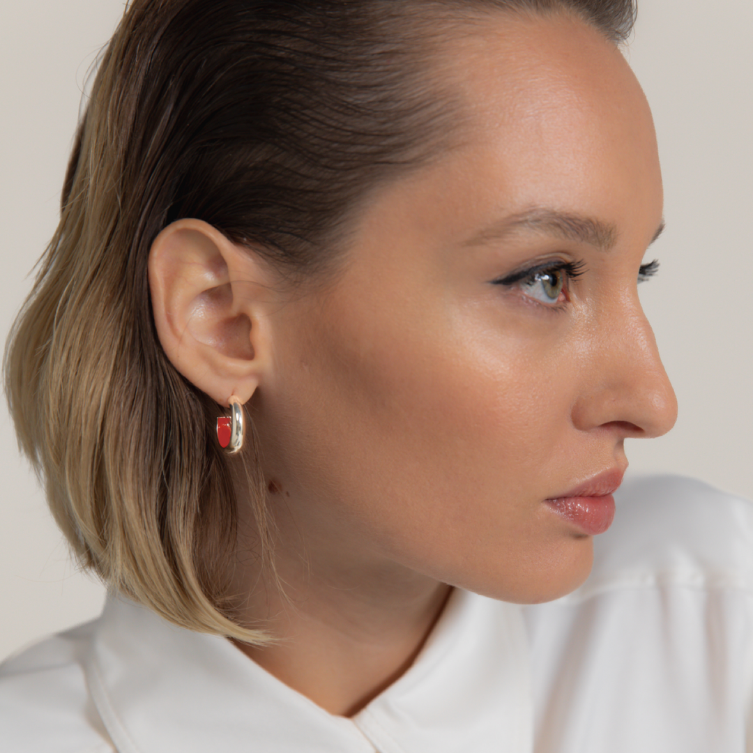 Orecchini Etch Double Face Rossi