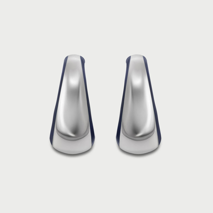 Orecchini in argento 925 bombato scultoreo smalto blue indigo collezione NOVA brand Reveli 