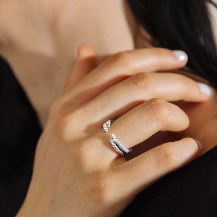 Lilac ETCH LINES TRIPLE SILVER RING