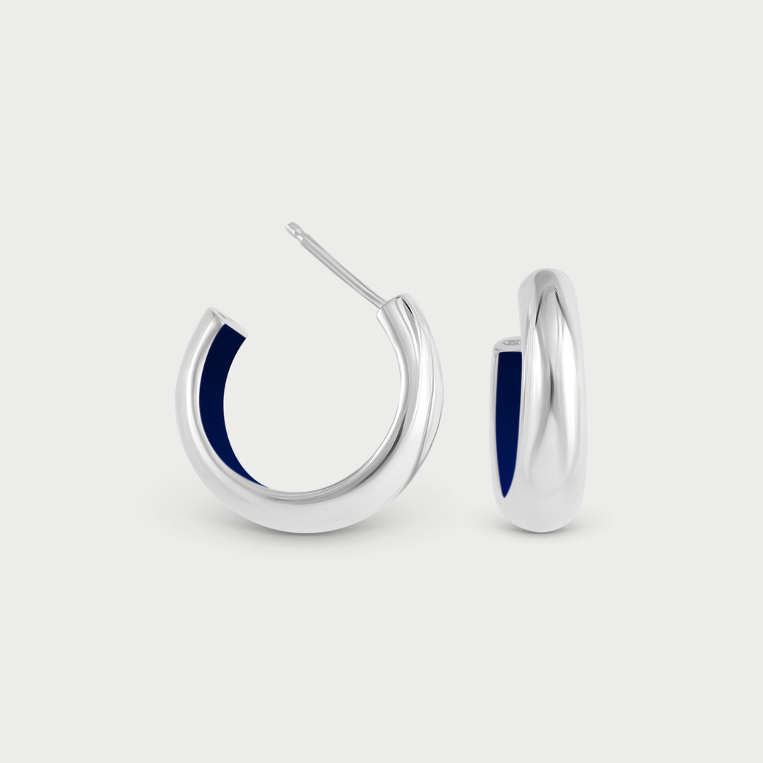 Orecchini Etch Double Face Blu