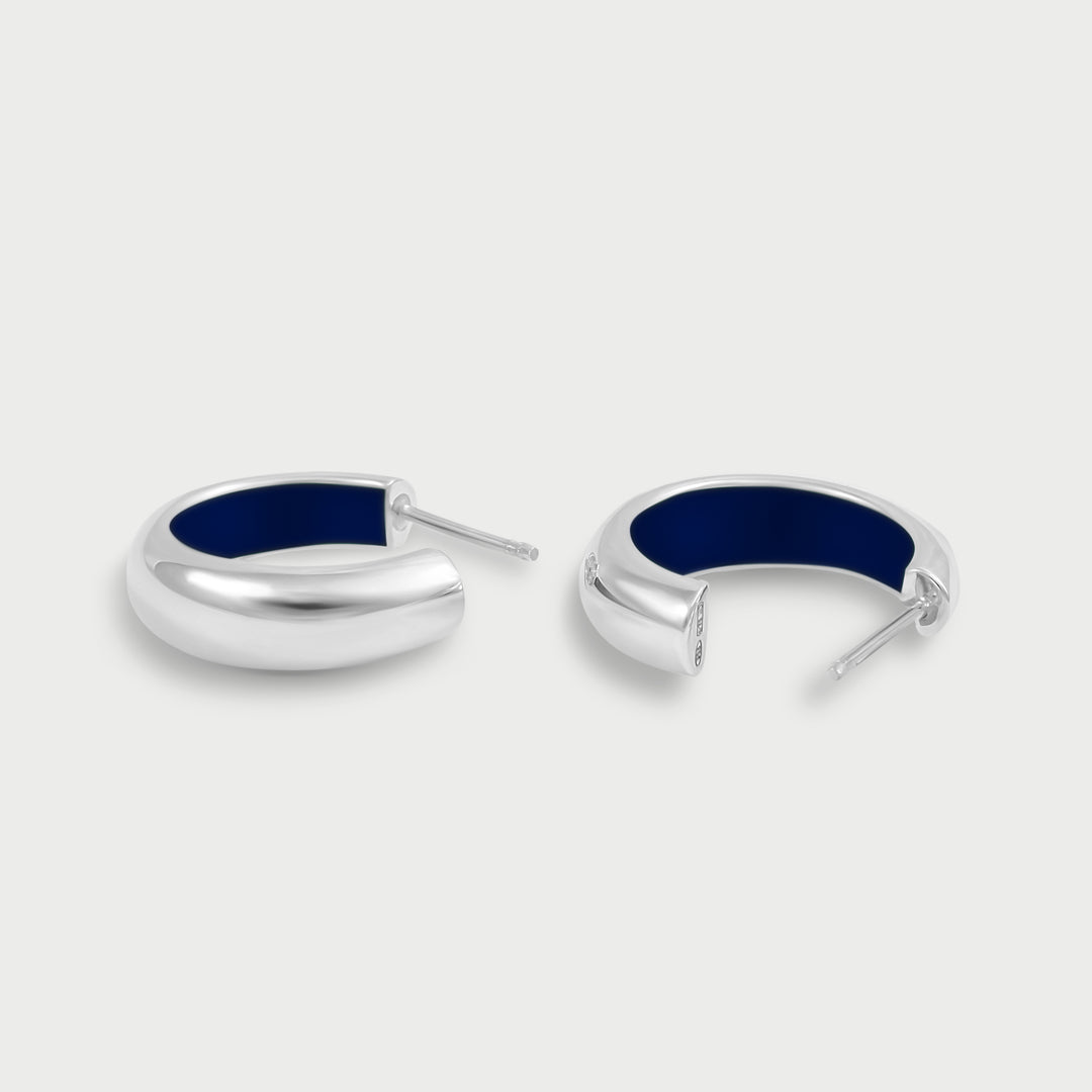 Orecchini Etch Double Face Blu