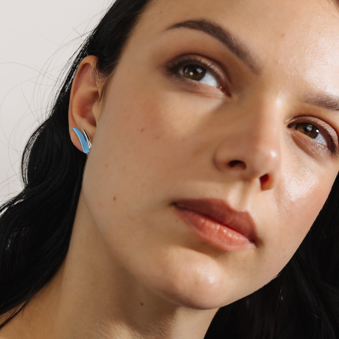 Orecchini Etch Lines Duo Azzurro