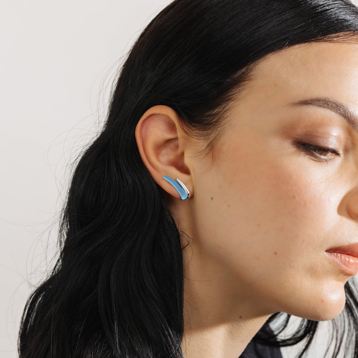 Orecchini Etch Lines Duo Azzurro