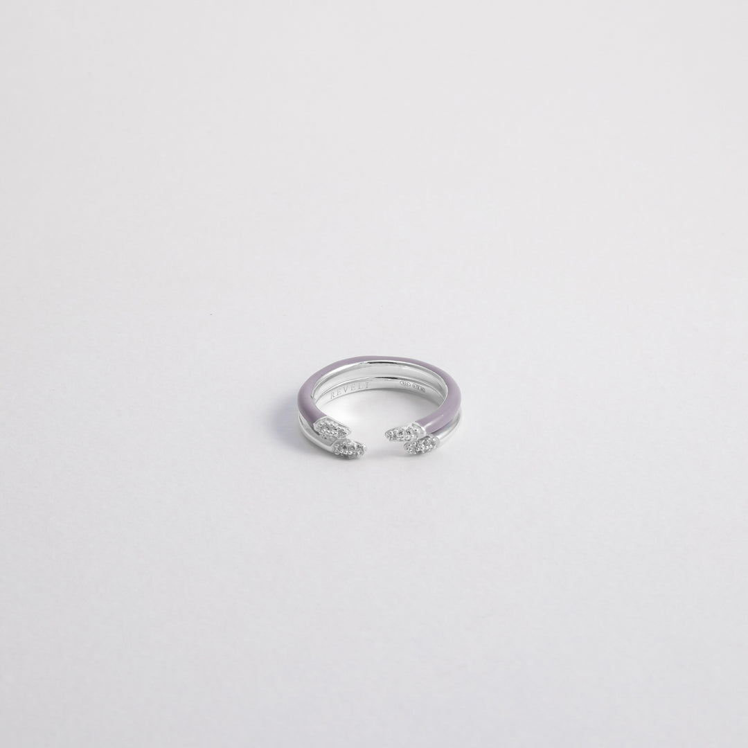 Lilac ETCH LINES TRIPLE SILVER RING