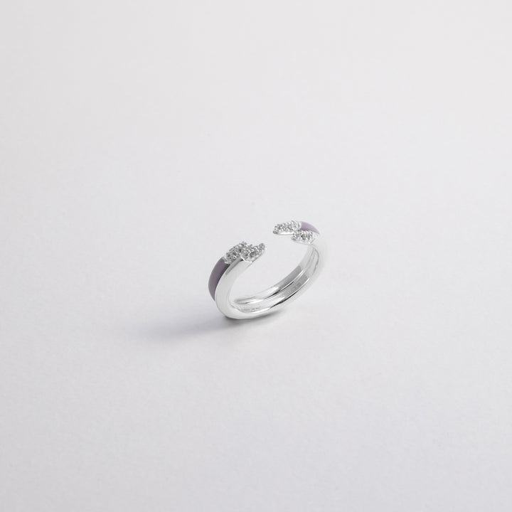 Lilac ETCH LINES TRIPLE SILVER RING