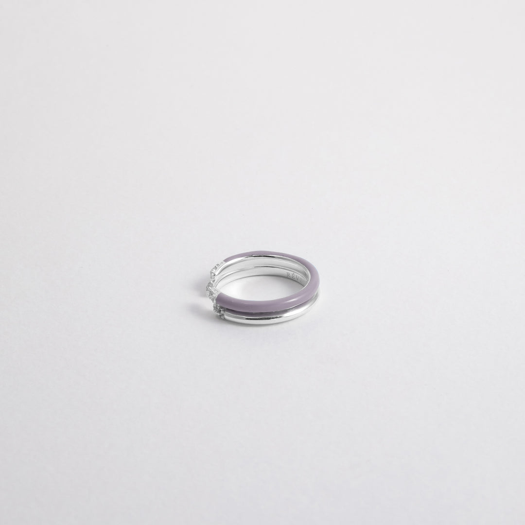 Lilac ETCH LINES TRIPLE SILVER RING