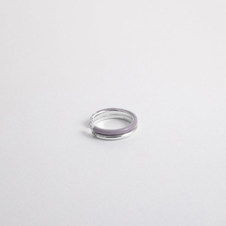 Lilac ETCH LINES TRIPLE SILVER RING