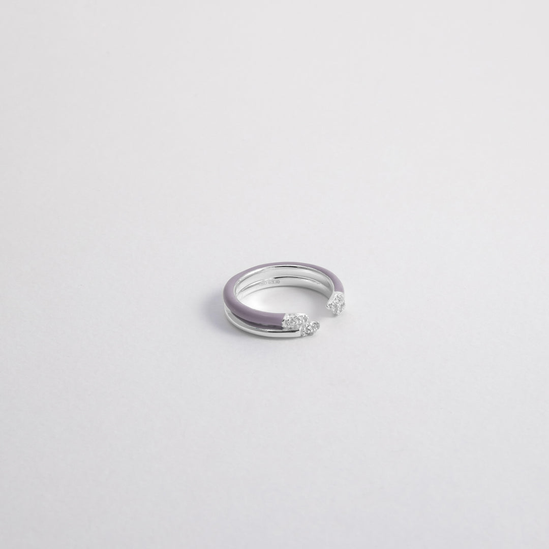 Lilac ETCH LINES TRIPLE SILVER RING