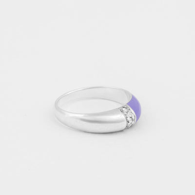 Anello a cupola bombato con cristalli e smalto colore malva viola in argento sterling 925. Prodotto in Italia. Réveli