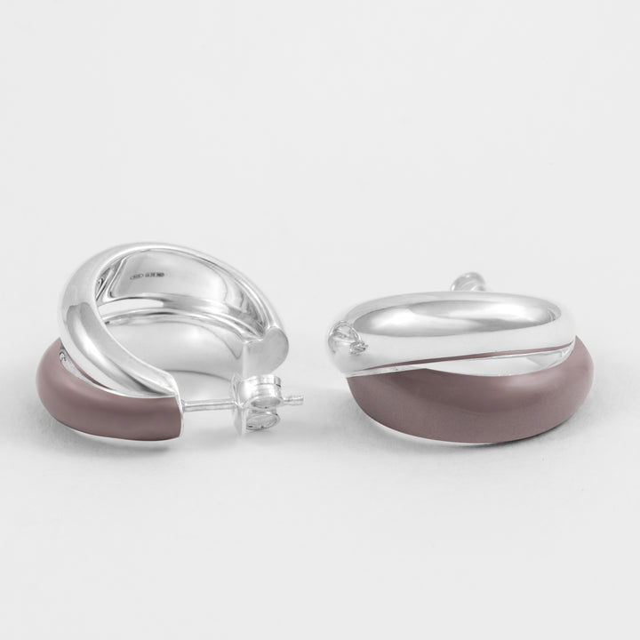 Hand-enameled 925 sterling silver rose antique double earrings. Produced on Italy . Réveli