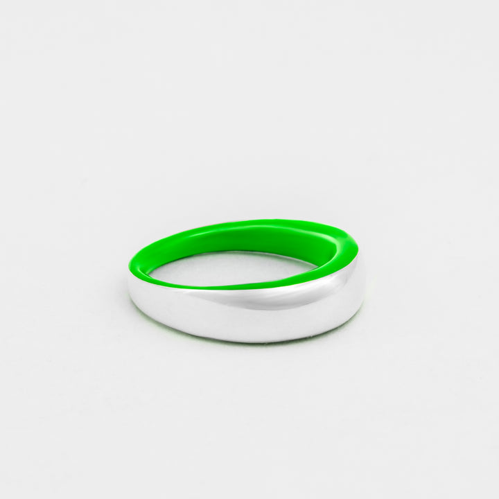 Anello green neon a cupola in argento sterling 925 con smalto 