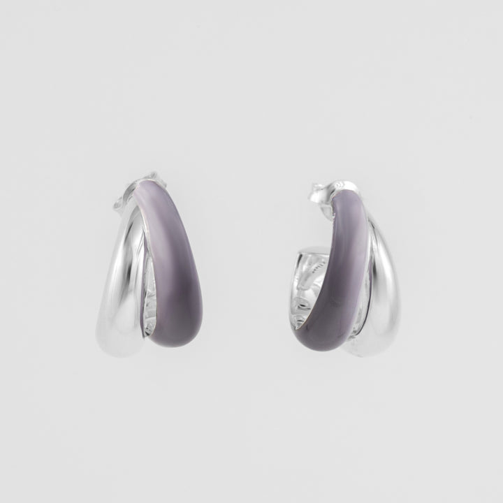 Hand-enameled 925 sterling silver lilac double earrings. Produced on Italy. Réveli