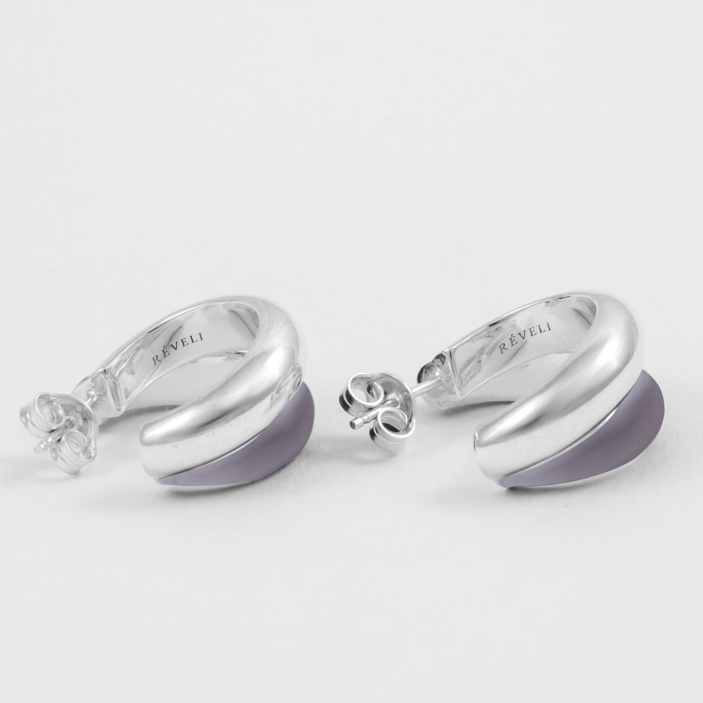 Hand-enameled 925 sterling silver lilac double earrings. Produced on Italy. Réveli